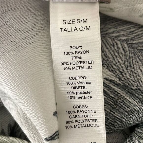 Chico's Palm Leaf Print Blouson Scarf Top S/M - Picture 8 of 14